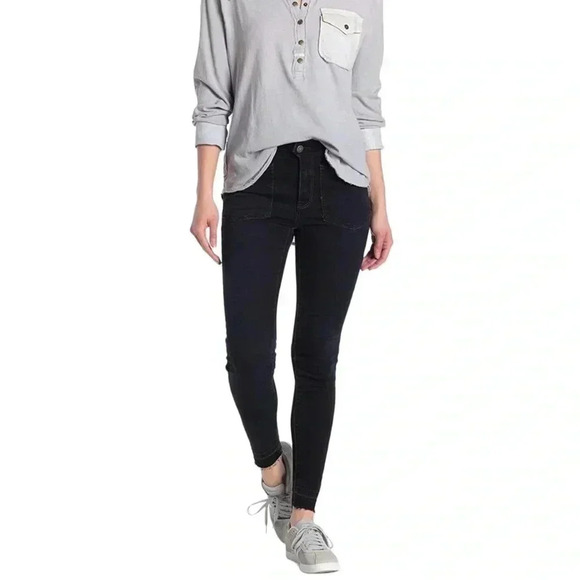 We The Free Ivy Released Hem Mid Rise Dark Navy Womens Skinny Jeans Size 25 - Picture 3 of 10